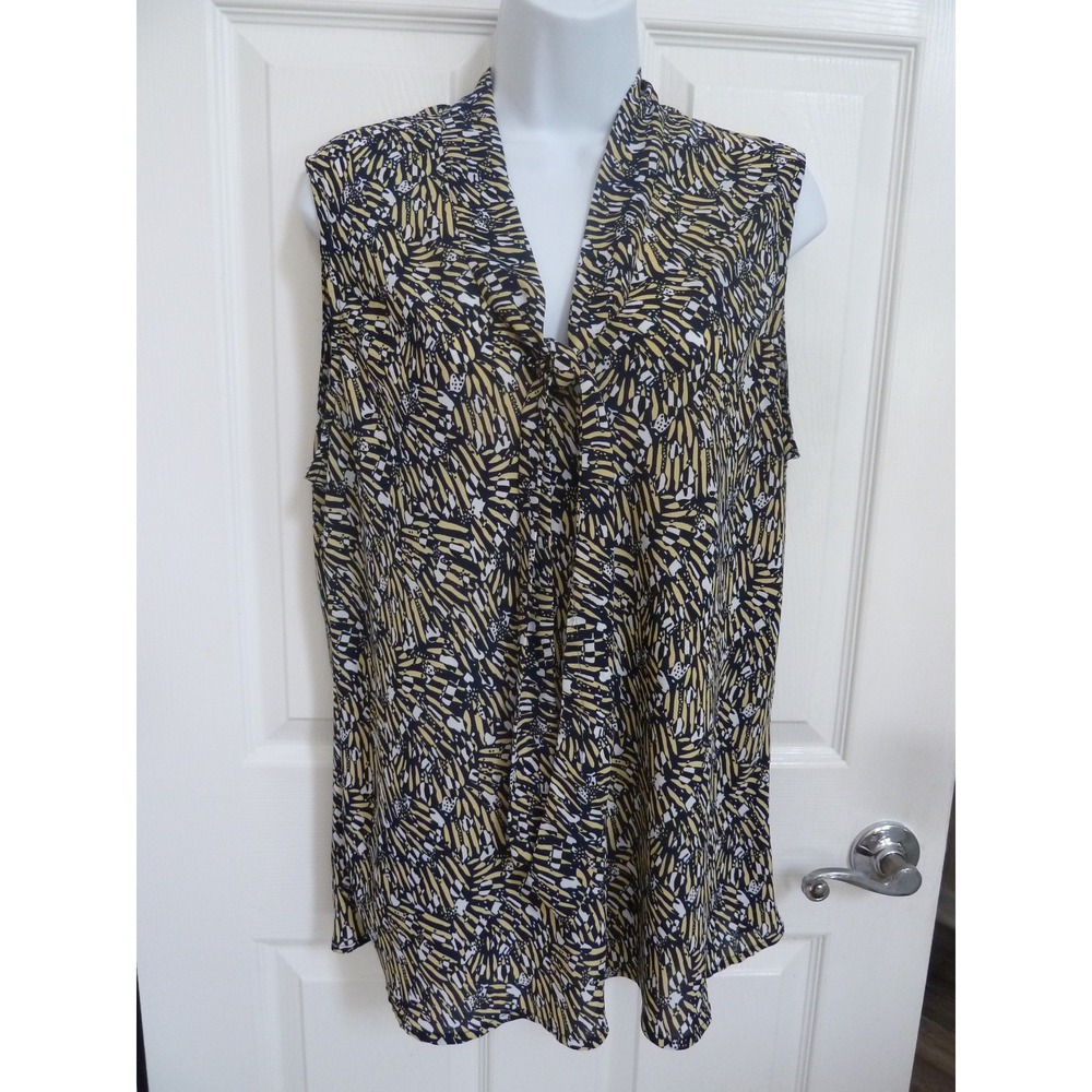 BLACK LABEL, EVAN PICONE Sz XL Sleeveless Career Office Tie-Neck Blouse